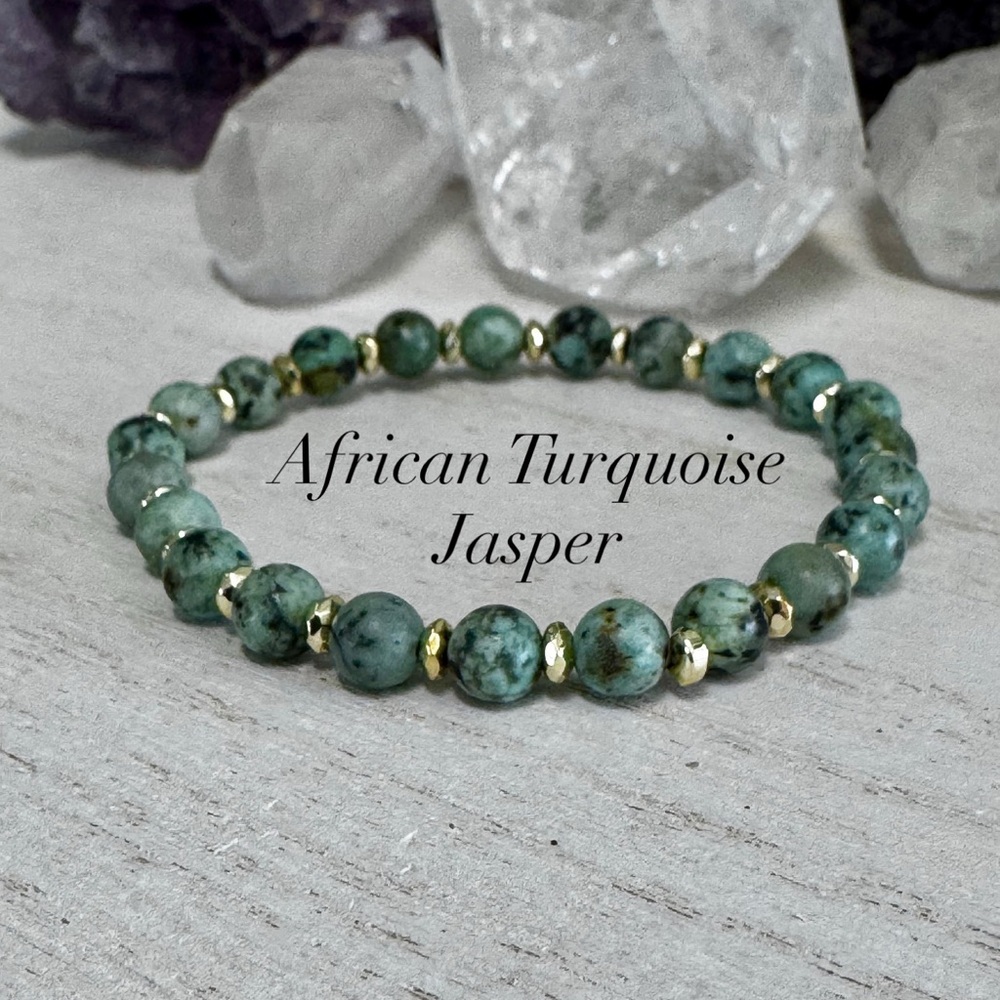6 mm African Turquoise Jasper Gemstone Bracelet